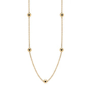 18ct Yellow Gold Whitby Jet Heart Link Disc Chain Necklace, N746.