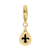 18ct Yellow Gold Whitby Jet Pear Shaped Fleur De Lis Clip Charm, G663.