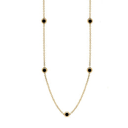 18ct Yellow Gold Whitby Jet Star Link Disc Chain Necklace, N744.