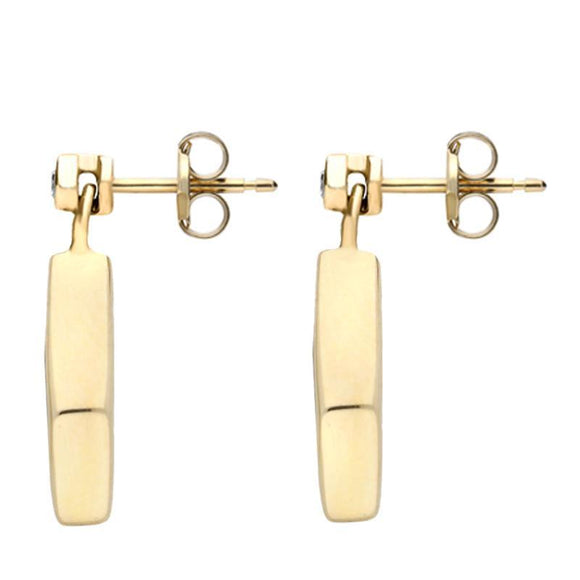 18ct Yellow Gold Whitby Jet and Diamond Dinky Drop Earrings, E647