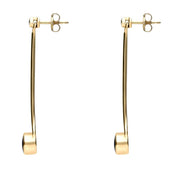 18ct Yellow Gold Whitby Jet and Diamond Long Drop Earrings, E641