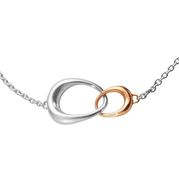 Georg Jensen Offspring Sterling Silver 18ct Rose Gold Bracelet 10012371