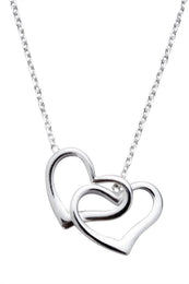 Sterling Silver Double Open Heart Necklace, N909.