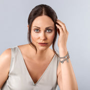 Clogau Awyr Y Nos Affinity Sterling Silver White Topaz Bracelet 16.5-17.5cm