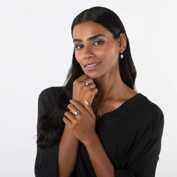 Clogau Cwtch Double Heart Sterling Silver Drop Pendant D