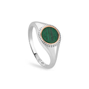 Clogau Reflections of Padarn Sterling Silver Malachite Circular Ring