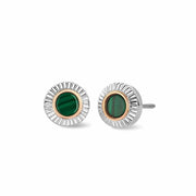 Clogau Reflections of Padarn Sterling Silver Malachite Circular Stud Earrings