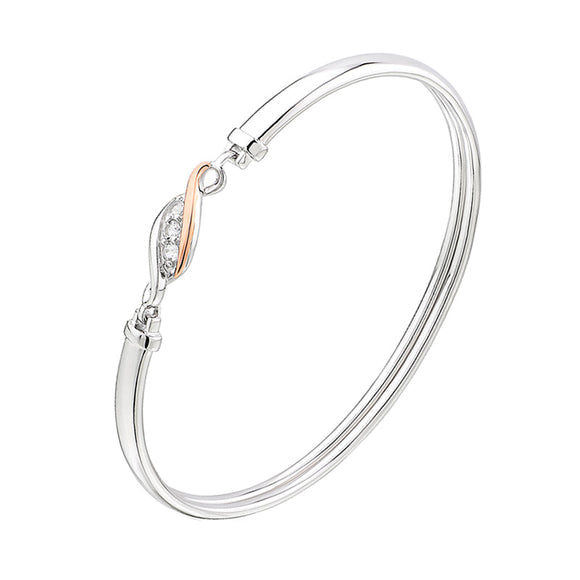 Clogau Past Present Future Sterling Silver White Topaz Bangle