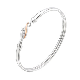 Clogau Past Present Future Sterling Silver White Topaz Bangle