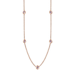 9ct Rose Gold Blue John Cross Link Disc Chain Necklace