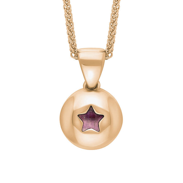 9ct Rose Gold Blue John Star Disc Necklace, P3644.