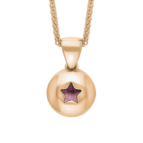 9ct Rose Gold Blue John Star Disc Necklace, P3644.