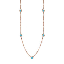 9ct Rose Gold Turquoise Cross Link Disc Chain Necklace