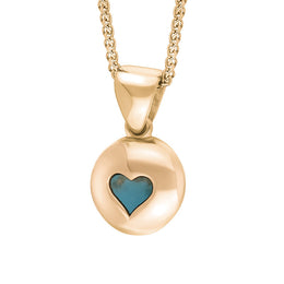 9ct Rose Gold Turquoise Heart Disc Necklace