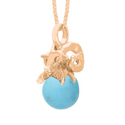 9ct Rose Gold Turquoise Zodiac Aries 10mm Bead Pendant, P3620.