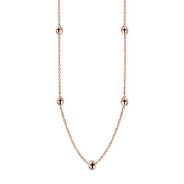 9ct Rose Gold Whitby Jet Cross Link Disc Chain Necklace