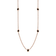 9ct Rose Gold Whitby Jet Cross Link Disc Chain Necklace