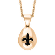 9ct Rose Gold Whitby Jet Fleur De Lis Pear Shape Necklace, P3645.