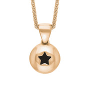 9ct Rose Gold Whitby Jet Star Disc Necklace, P3644.