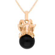 9ct Rose Gold Whitby Jet Zodiac Aries 8mm Bead Pendant