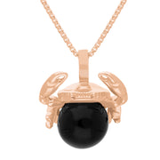 9ct Rose Gold Whitby Jet Zodiac Cancer 8mm Bead Pendant