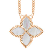 9ct Rose Gold WHITE MOP Bloom Large Marquise Flower Necklace