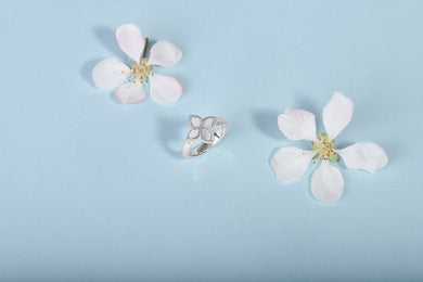 9ct Rose Gold White Mother of Pearl Eden Marquise Flower Ring