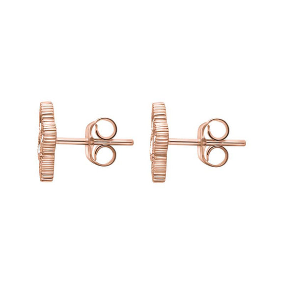 9ct Rose Gold White Mother of Pearl Eden Marquise Flower Stud Earrings