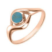 9ct Rose Gold Turquoise Round Twist Ring, R030.