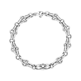 9ct White Gold Multi Link Cable Chain Bracelet C064BR