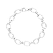 9ct White Gold Oval Link Handmade Bracelet C058BR