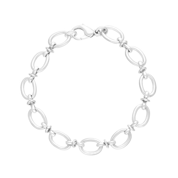 9ct White Gold Oval Link Handmade Bracelet C058BR