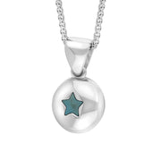 9ct White Gold Turquoise Star Disc Necklace