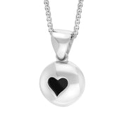 9ct White Gold Whitby Jet Heart Disk Necklace, P3643.
