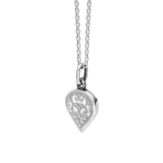 9ct White Gold Bauxite Flore Filigree Small Heart Necklace. P3629._2