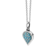 9ct White Gold Turquoise Flore Filigree Small Heart Necklace. P3629._2