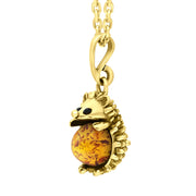 9ct Yellow Gold Amber Small Hedgehog Necklace