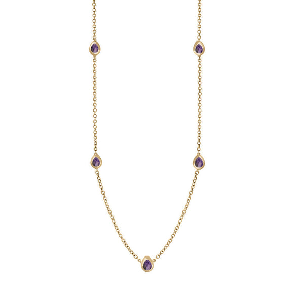 9ct Yellow Gold Blue John Cross Link Disc Chain Necklace