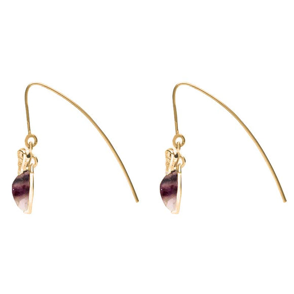 9ct Yellow Gold Blue John Bee Small Hook Earrings