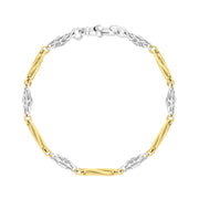 9ct Yellow Gold Sterling Silver Twist Byzantine Handmade Bracelet C118BR