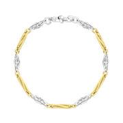 9ct Yellow Gold Sterling Silver Twist Byzantine Handmade Bracelet C118BR