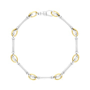 9ct Yellow Gold Sterling Silver Handmade Baton Link Bracelet C015BR