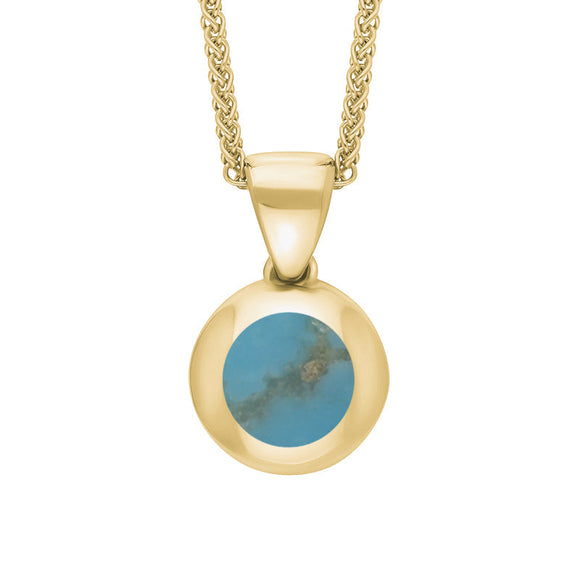 9ct Yellow Gold Turquoise Heart Disc Necklace