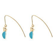 9ct Yellow Gold Turquoise Bee Small Hook Earrings