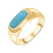 9ct Yellow Gold Turquoise Oval Dodgem Ring, R075