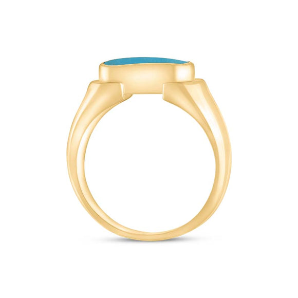 9ct Yellow Gold Turquoise Oval Dodgem Ring