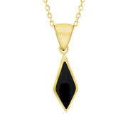 9ct Yellow Gold Whitby Jet Dinky Diamond Necklace. P454.