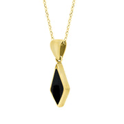 9ct Yellow Gold Whitby Jet Dinky Diamond Necklace. P454.