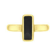 9ct Yellow Gold Whitby Jet Slim Oblong Ring. R405.