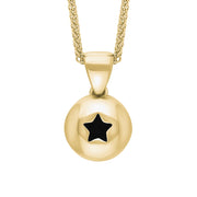 9ct Yellow Gold Whitby Jet Star Disc Necklace, P3644.